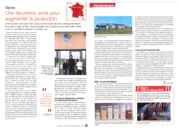 On parle de SIPENA dans la Revue de l&rsquo;Alimentation Animale